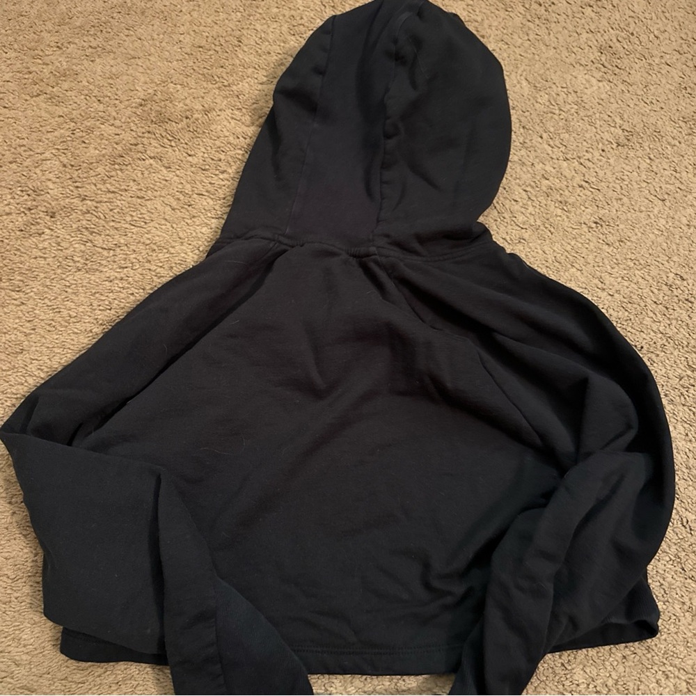 Gymshark Hoodie Women Size Medium Black Crop Cropped Sweatshirt Pullover Gym - Picture 6 of 8